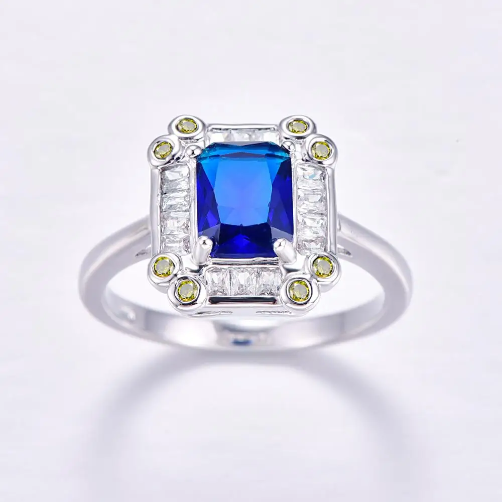 

Jrose Rectangle Wedding Bands 925 Sliver Rings for Women Colored Stone Women Gift Fashion Jewelry Size 6 7 8 9