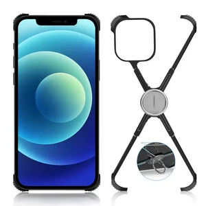 hot phone case x shaped mobile phone exoskeleton non slip wear resistant magnetic ring phone holder for iphone 12promaxmini free global shipping