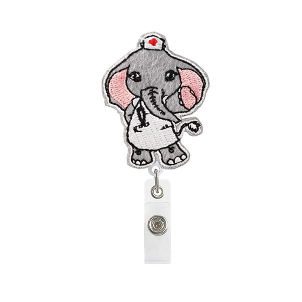 

1PCS Cute Elephant Retractable Nurse Badge Reel Clip Badge Holder Students Doctor ID Card Holder