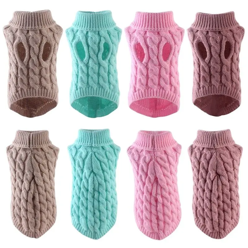 

Pet Dog Cat Turtleneck Sweater Winter Knitted Dog Clothes Puppy Autumn Winter Crochet Cloth For Chihuahua Warm Dogs Clothing