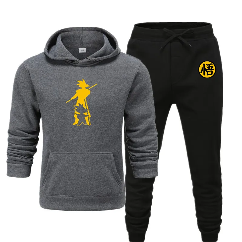 new men's hoodie suit autumn and winter warm clothing fashion printing street hoodie suit running jogging sports suit