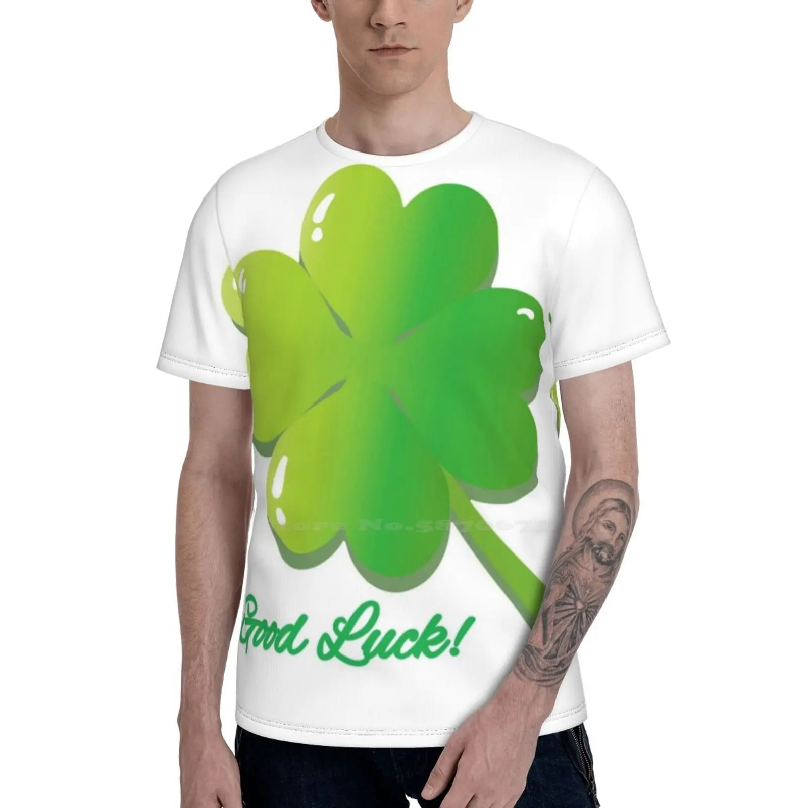 

Клевер на день холостого фольги удачи! Футболка с круглым вырезом и забавным 3D принтом