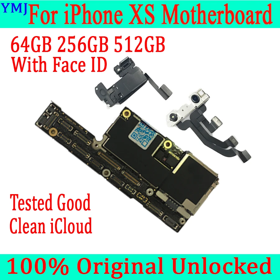 

Free iCloud For iPhone XS Unlocked Motherboard With/Without Face ID Original Used OK Main Logic Board 100% Tested Good Working