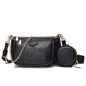 3pcsset new design crocodile leather handbags crossbody bags for women alligator handbag shoulder bags ladies satchel purses free global shipping