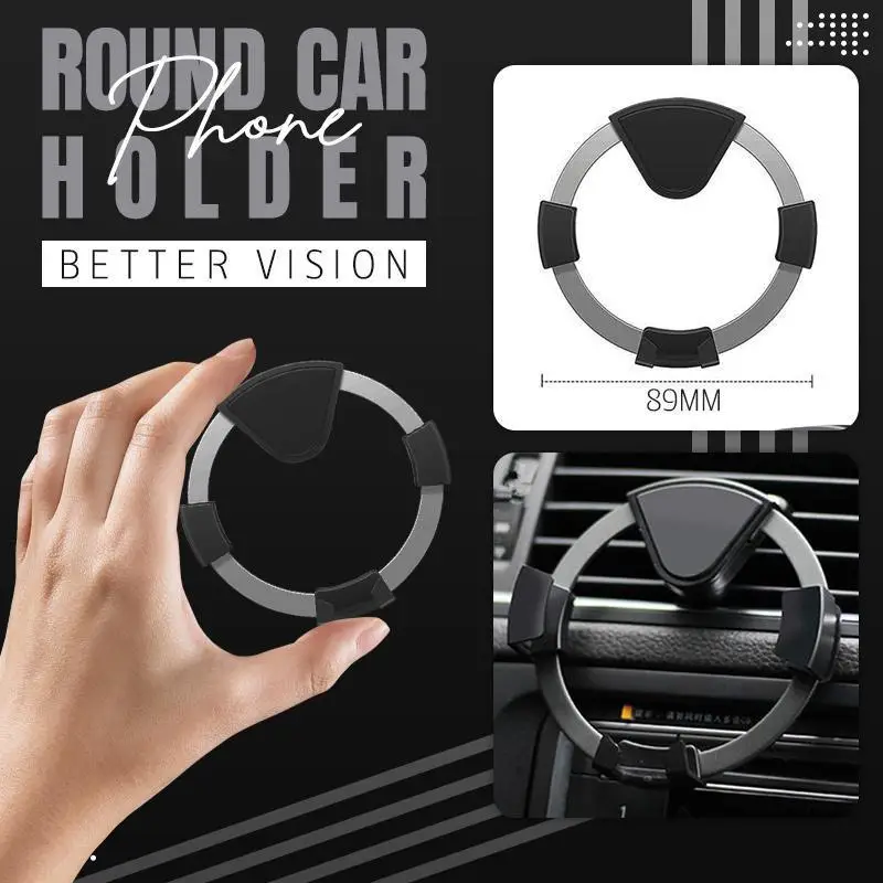 

Круглый Автомобильный держатель для телефона, вращающийся на 360 градусов гравитационный кронштейн для телефона, крепление на вентиляционн...