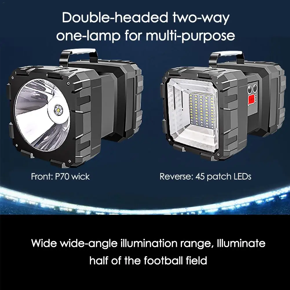 DC 5V40W супер яркий двойной головной фонарик прожектор USB перезаряжаемый портативный наружный рабочий свет солнечный рыболовный свет