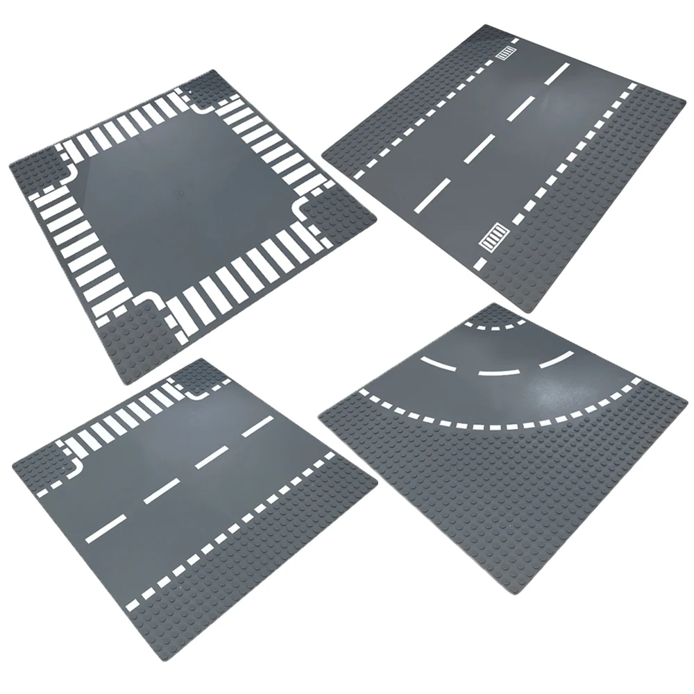 

City Road Baseplate 32*32 Building Blocks Traffic Street View Straight Crossroad Curve T-Junction Base Plate MOC Bricks Kids Toy