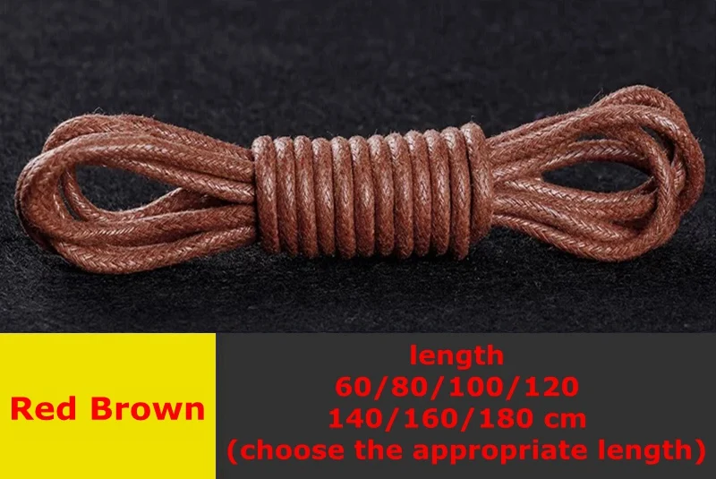 Red Brown 1 пара, высококачественные круглые шнурки, водонепроницаемая обувь, шнурки, Уличная обувь для отдыха, Ботинки martin для взрослых, унисекс, вощеная хлопковая обувь с кружевом - Цвет: Red Brown