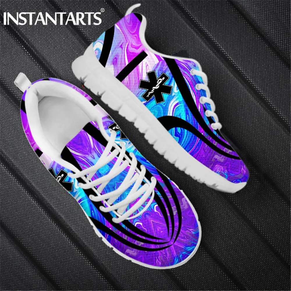 

INSTANTARTS Holographic Medicine Paramedic EMT EMS Print Mesh Nurse Shoes Women Sneakers Ladies Footwear Lace Up Shoe Zapatillas