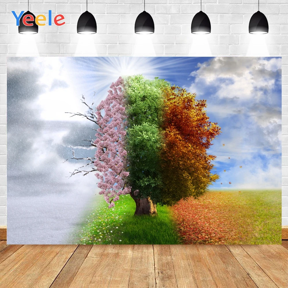 Фон для фотосъемки Yeele с изображением цветных деревьев розовых цветов зеленых и