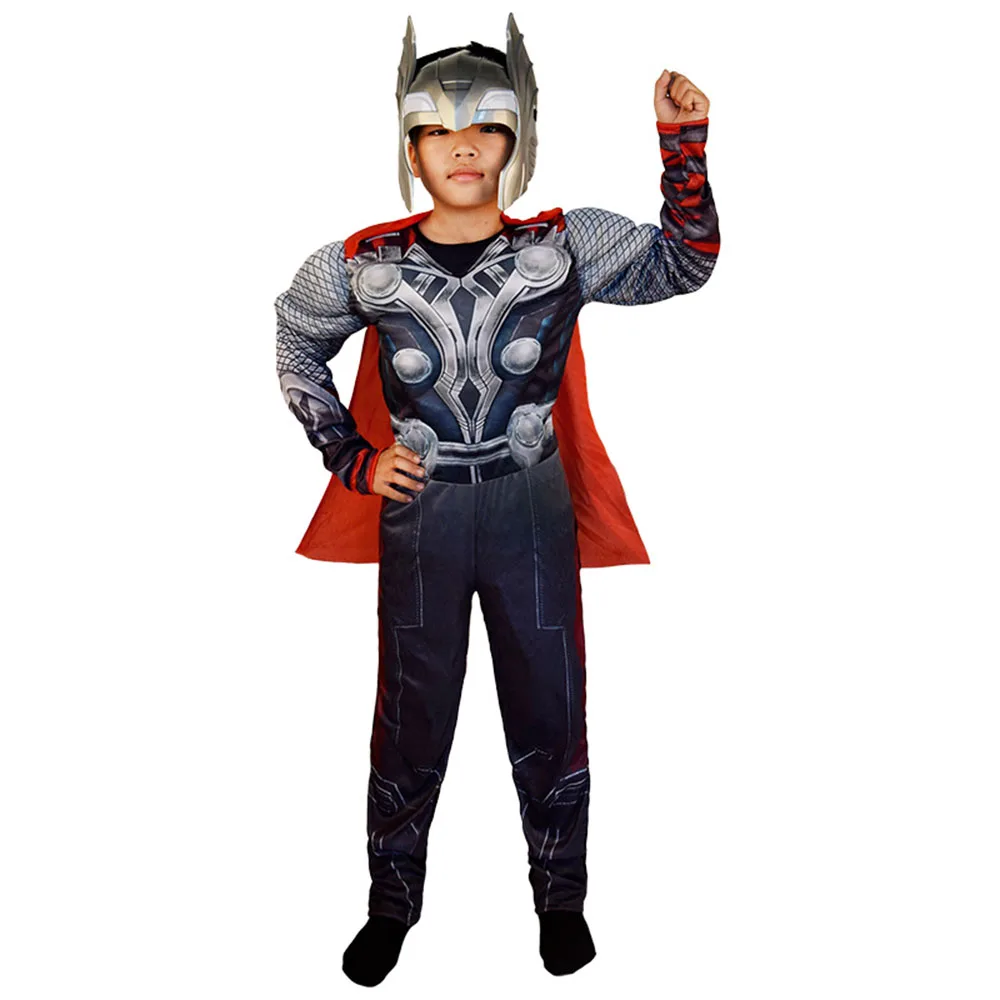 cosplay Muscle Thor Costume Anime Children's Cloak Toss Cape Role Playing With Mask Wind black fantasia |