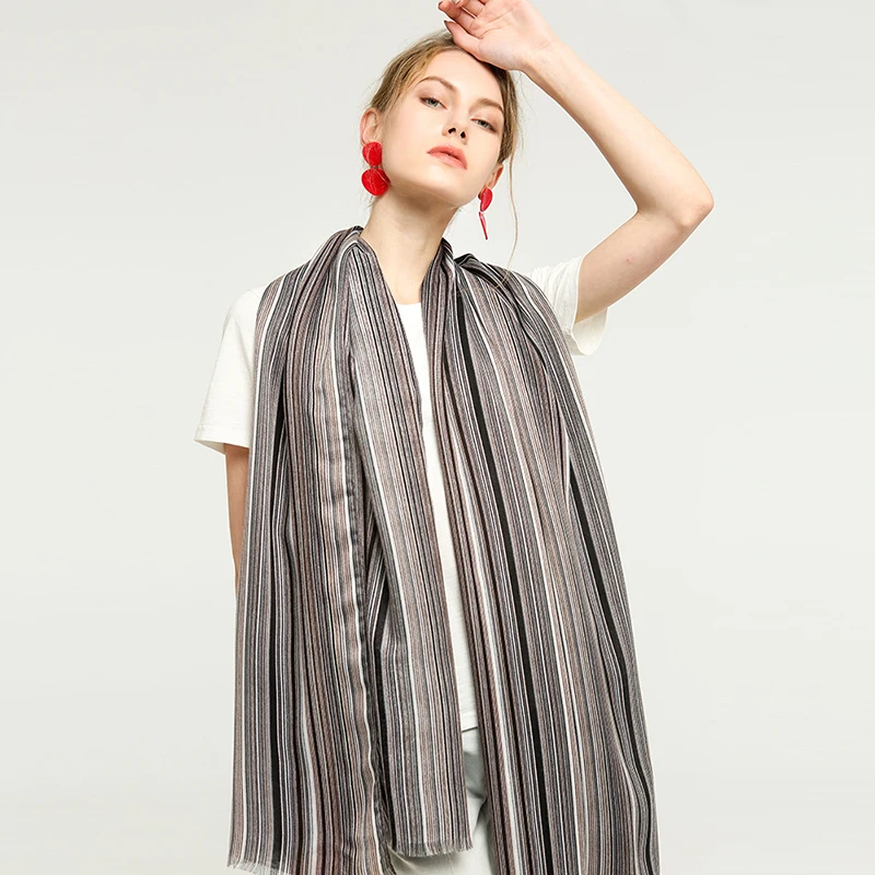 

1PCS Classic scarves Striped winter scarf Muslim hijab Viscose Long muffler Islamic bandana Solid shalws Hi-Q ladies wraps