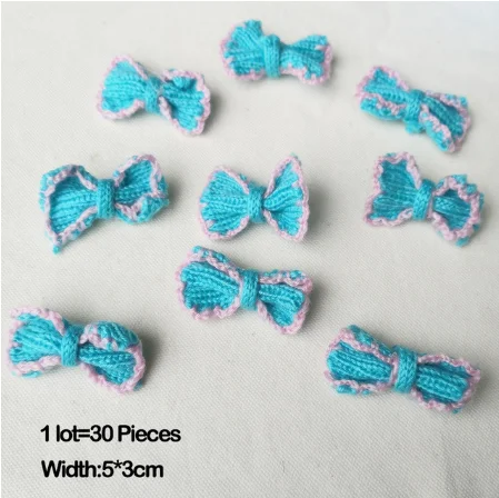 Blue 30 PCS 30 шт./лот, ручная работа, шерстяная пряжа, вязаная крючком, Цветочная аппликация, пэчворк, сделай сам, рукоделие, аксессуары для шитья, ткань, паста 168 - Цвет: Blue 30 PCS