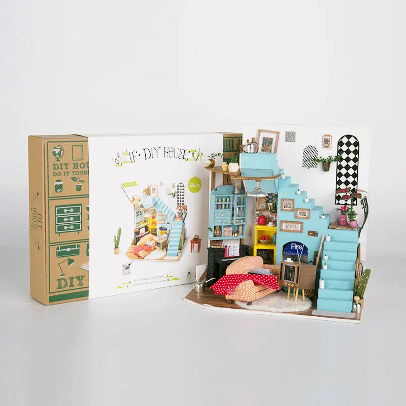 Обучающий деревянный кукольный домик Robotime Diy со светильник кой для девочек|Кукольные дома| |