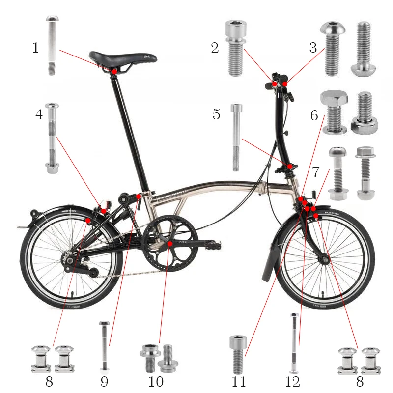 TWTOPSE велосипедные титановые болты набор винтов для 2018 2017 Brompton складные Тормозные