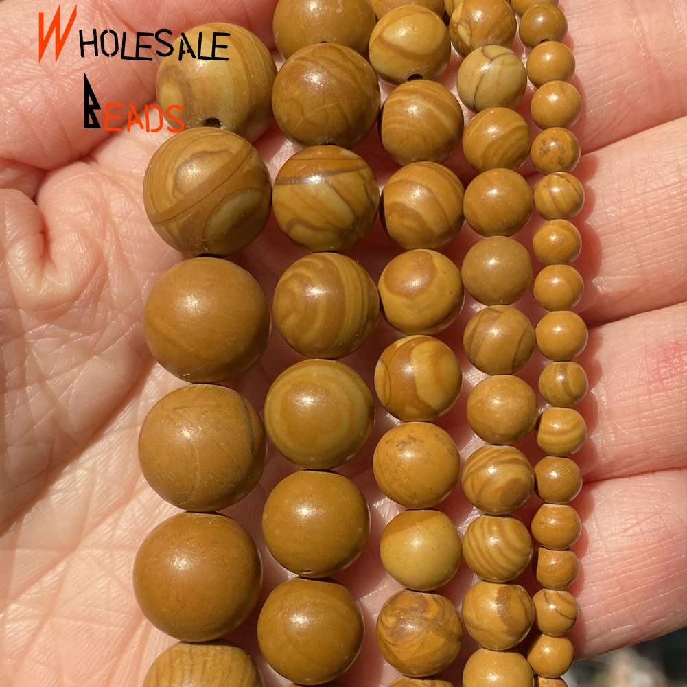 Натуральное дерево Ясперс Камень Круглые бусины для рукоделия ювелирных изделий