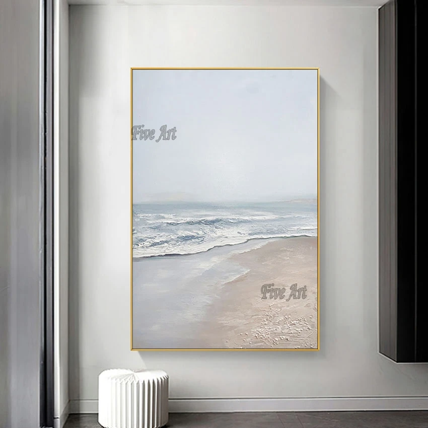

Sea Beach Scenery Canvas Knife Abstract Oil Painting Wall Art Hangings Pictures Artwork Dropshipping Home Decoration No Framed