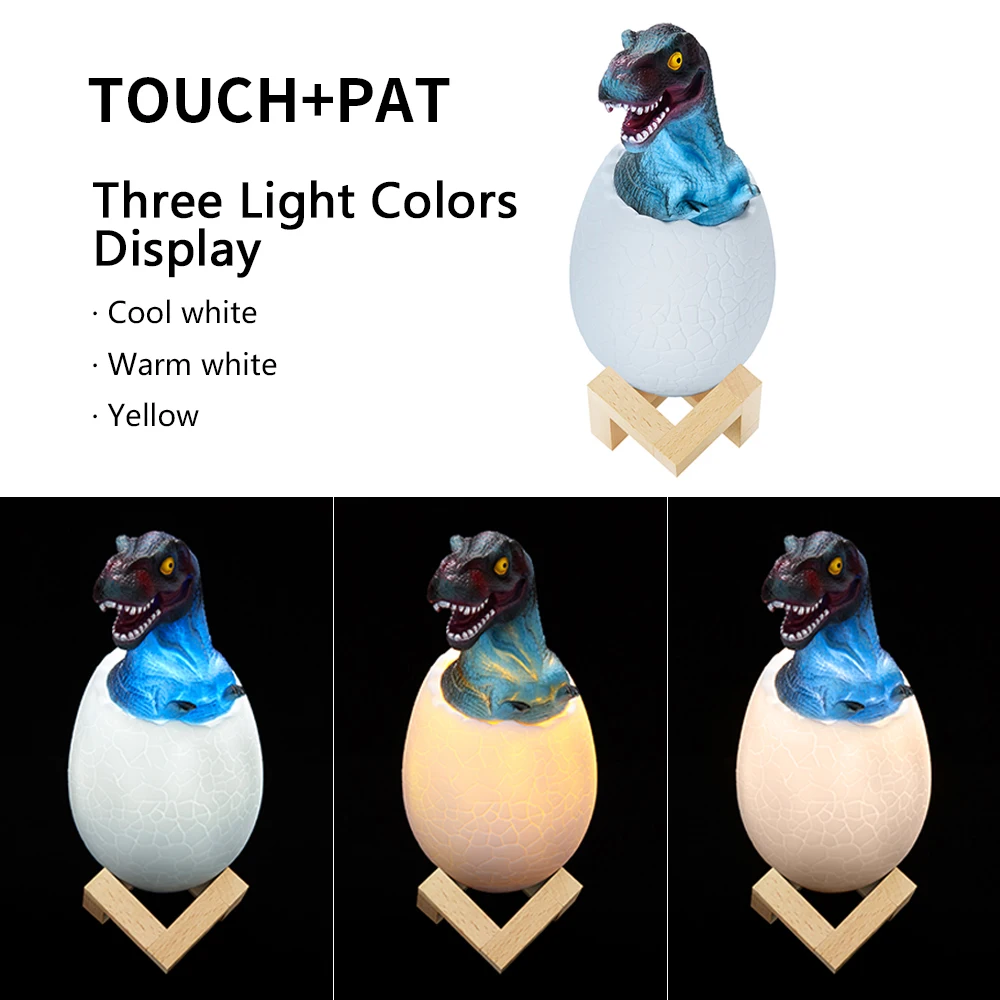 Dinosaur Egg 3D Night Light Rechargeable Control Lamp 16 Colors Change Remote LED Gift Creative smart home desk lamp | Лампы и