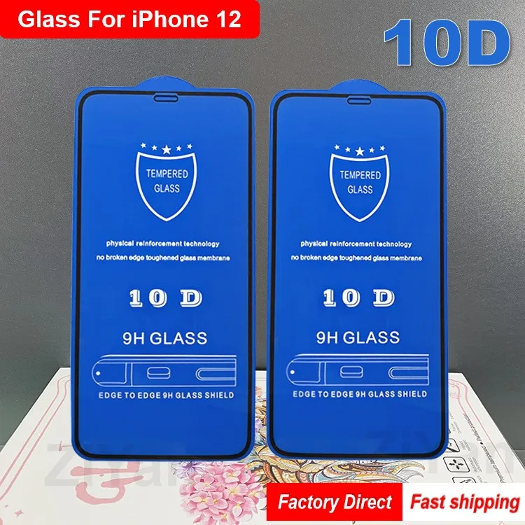 

10 шт. 10D закаленное стекло для iPhone 12 Pro Max XS XR X 8 7 6S Plus SE2 полное покрытие изогнутая защита экрана на 11 Pro Max