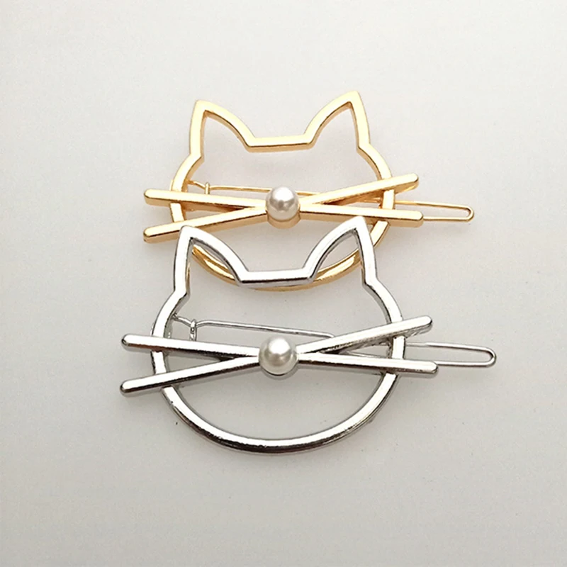 

1 Pcs Fashion Hollow Cute Cat Hair Pin Imitation Pearl Hairpin Hair Side Clip Hair Accessories Hair Barrette For Women Girl Gift
