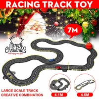 154pcs electric double remote control car racing track toy railway track toy set with lights and magnetic base railway slot car