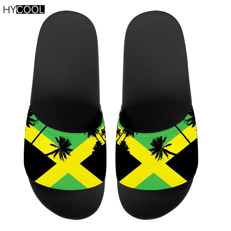 

HYCOOL/Нескользящие летние уличные тапочки; Босоножки На водной платформе с принтом флага Ямайки и листьев; Женские и мужские повседневные вье...