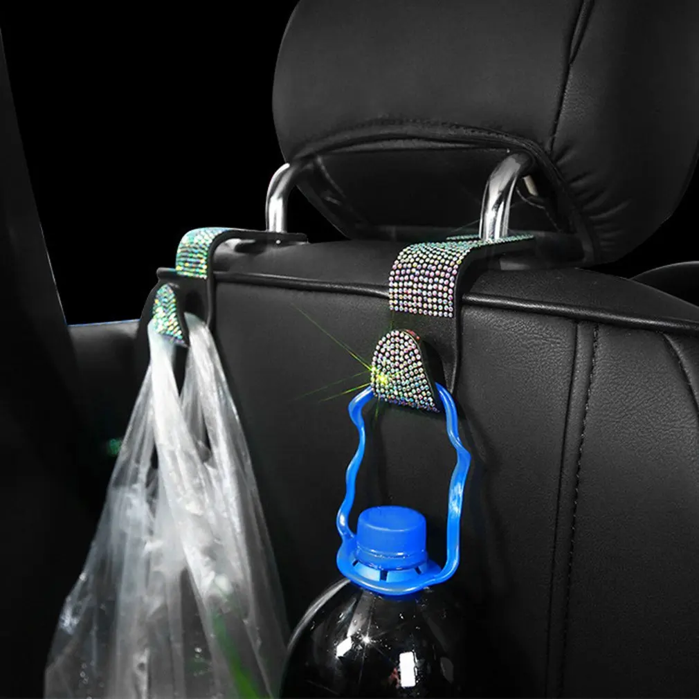 

Multifunctional Car Seat Back Hook Colored Diamond Diamond-studded Creative Car Rear Seat Hook Car Accessory