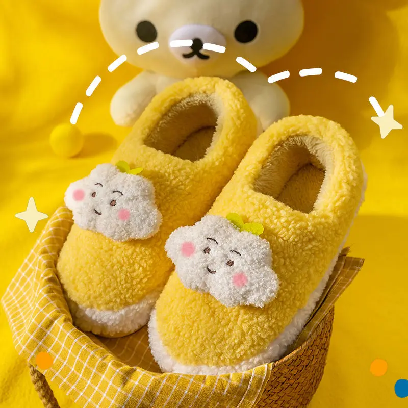 

Маленькая сумка в форме облака и хлопковые тапочки домашняя женская Милая парная домашняя осенне-зимняя плюшевая зимняя толстая нескользя...