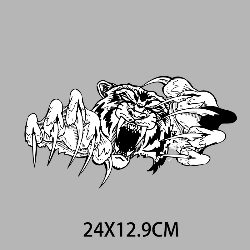 Панк дикие животные патчи для одежды мужчины мальчики, термотрансферные наклейки, белый черный тигр, гладкая переводная наклейка, стойкая к стирке, термопатч.