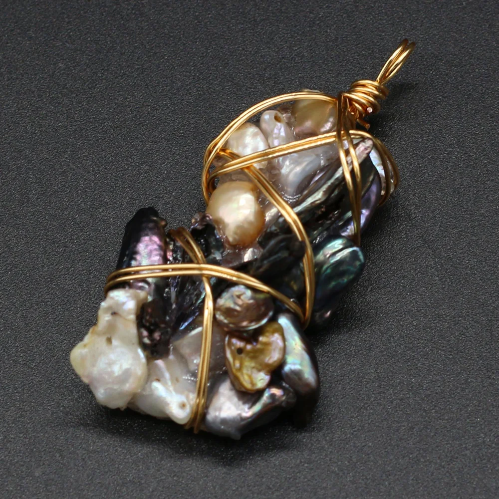 

Fine Natural Freshwater Pearls Pendants Reiki Heal Gold Color Wire Wrap Pearl for Jewelry Making DIY Necklace Earrings Gift