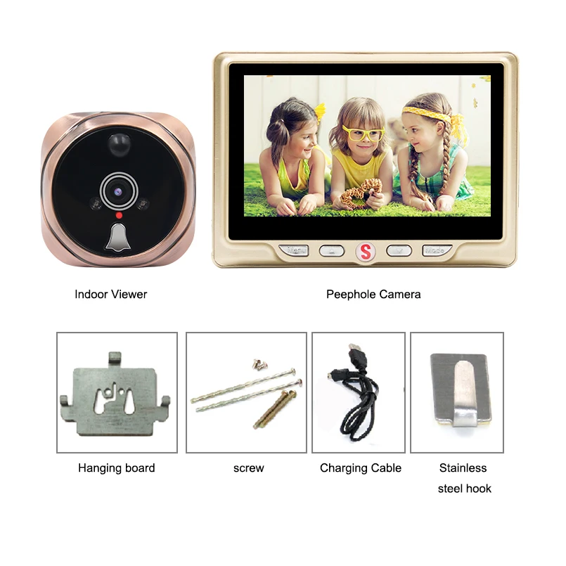Saful Wireless Door Viewer Digital Zinc Alloy Doorbell with Night Vision Motion Detection Video Recording Peephole Camera | Безопасность