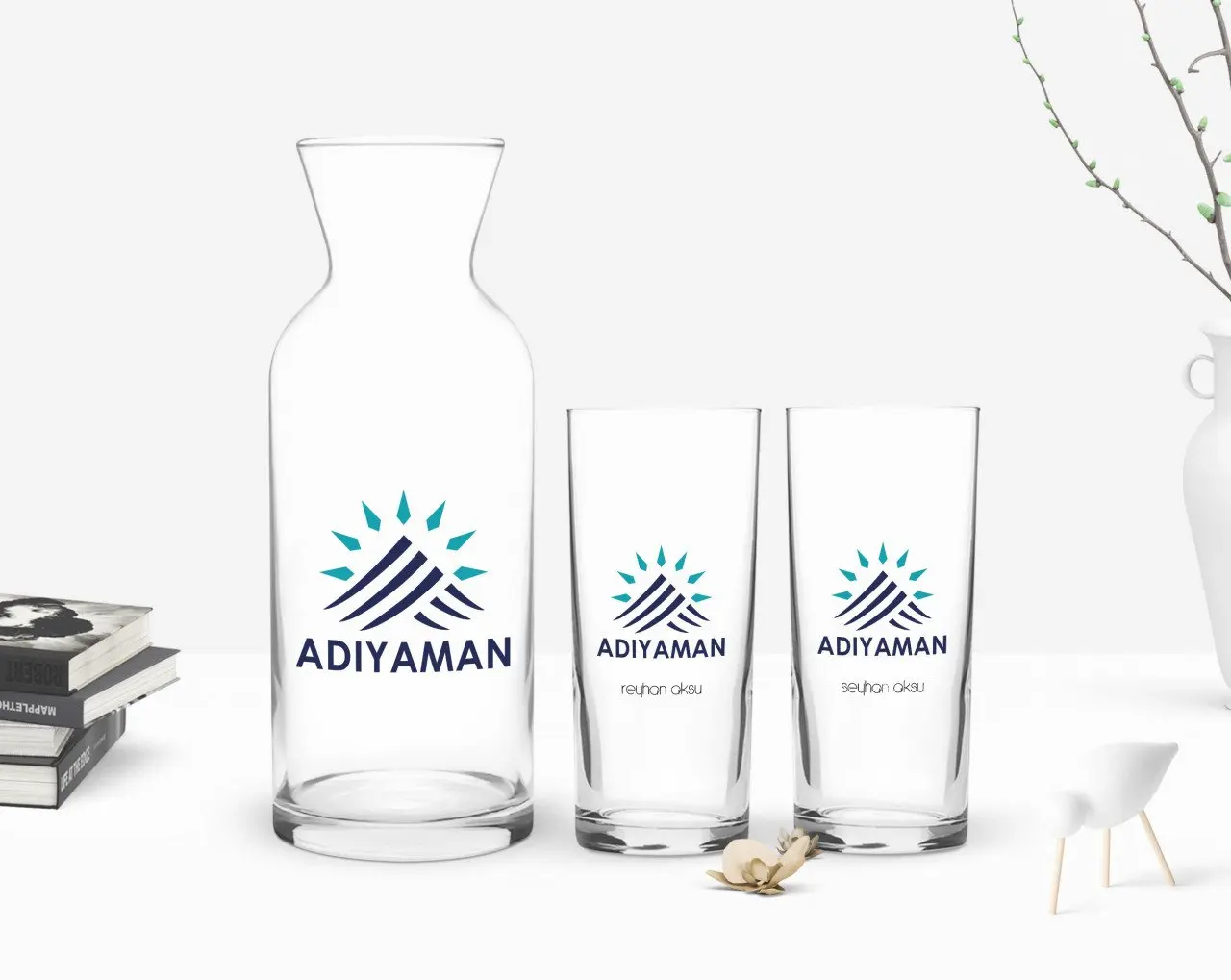 

Персонализированный красочный печатный адьяман дизайн туристический двойной графин и графин подарок Seti-2