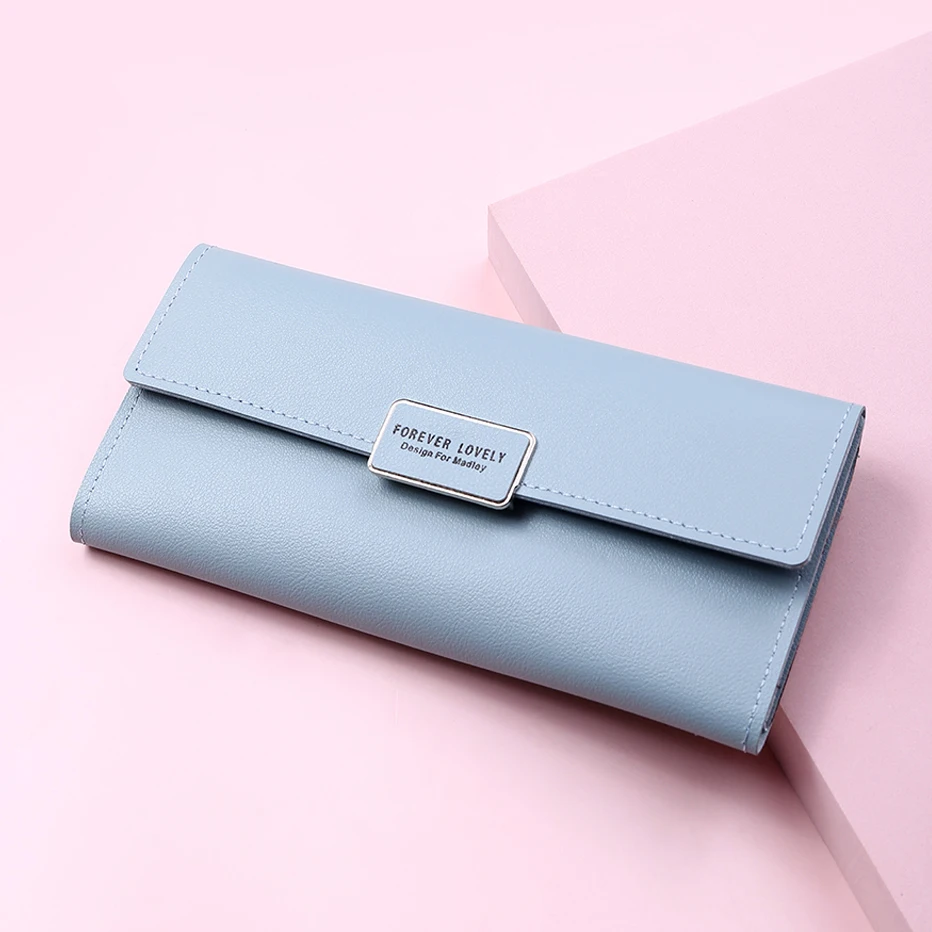 

2021 New Long Women Wallets Candy Color Female Hasp Purses Girls PU Leather Card Holder Ladies Money Coin Bags Clutch