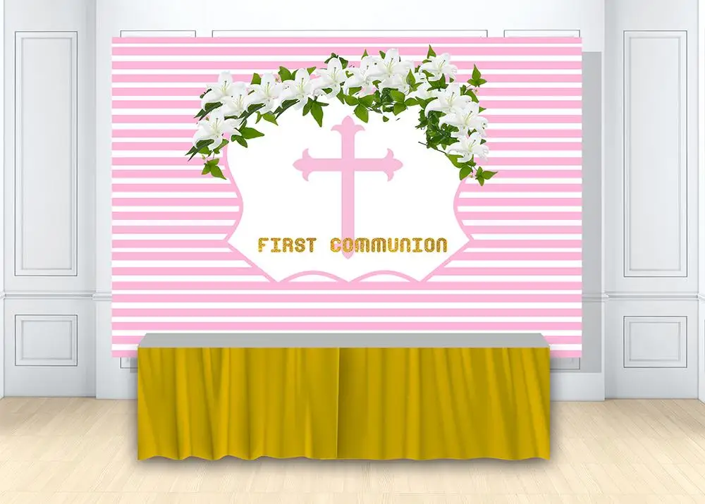 Первое причастие Фон фотографии Нарядная для девочек декор и цветка в белом