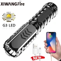 led flashlight usb rechargeable with power bank built in waterproof camping light portable torch lantern tactical flashlight
