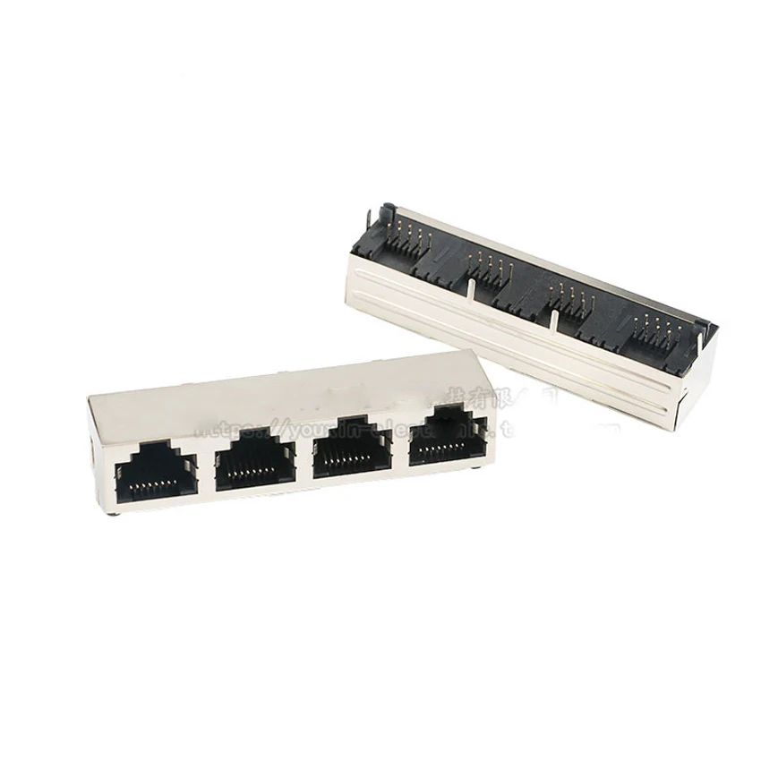 10 шт./партия, 4-портовый гнездовой разъем RJ45 8P8C