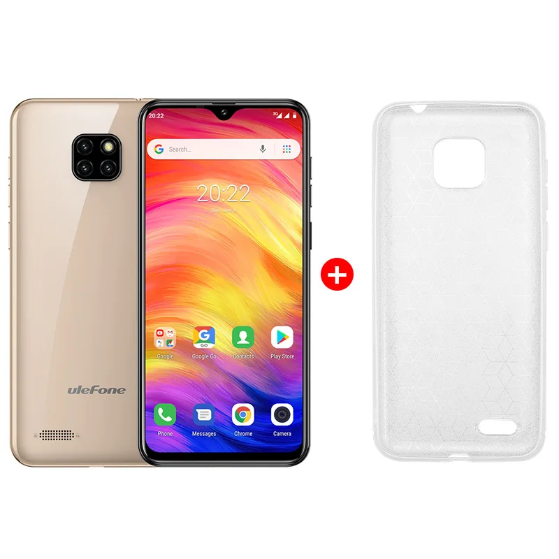 Golden Add Case Смартфон Ulefone Note 7, 3500 мАч, 19:9, четырехъядерный, 6,1 дюймов, экран капли воды, 16 Гб ПЗУ, мобильный телефон WCDMA, мобильный телефон, Android 8,1 - Цвет: Golden Add Case