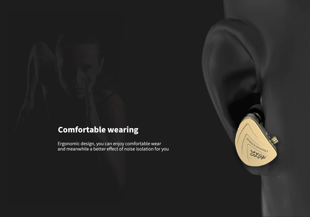 Original KZ AS12 Wired Earphone Perfect Sound Comfortable Wearing Super Compatibility Balanced Armature Earphone 3.5mm Plug