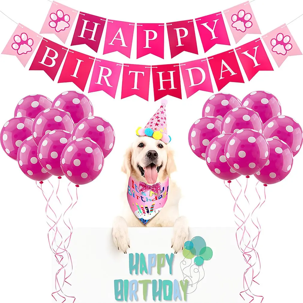 

Handmade Adjustable Pet Birthday Party Decor Cat Dog Scarf Hat Collar Banner Accessories for DIY Pet Party Supplies