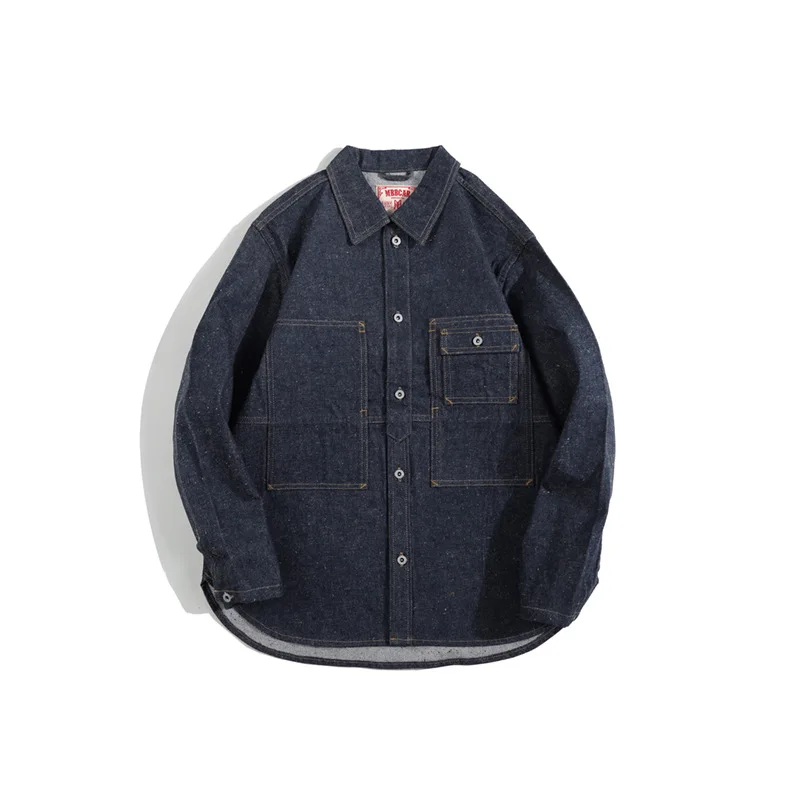 

MBBCAR American Retro US Army Red Line Denim Snowflake Craft Denim Shirt Ami Kaji Denim Jacket 3011
