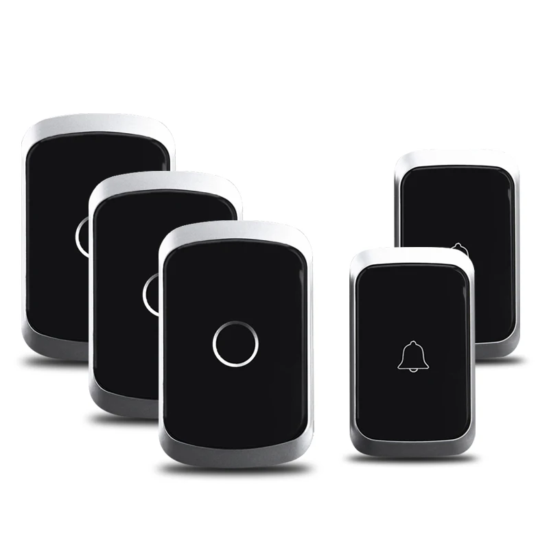 2 button 3 receiver Беспроводной дверной звонок CACAZI, водонепроницаемая Батарейная кнопка, приемник с вилкой Стандарта США, ЕС, Великобритании, Австралии, диапазон 300 м, Умный домашний звонок, звонок, колокольчики - Цвет: 2 button 3 receiver