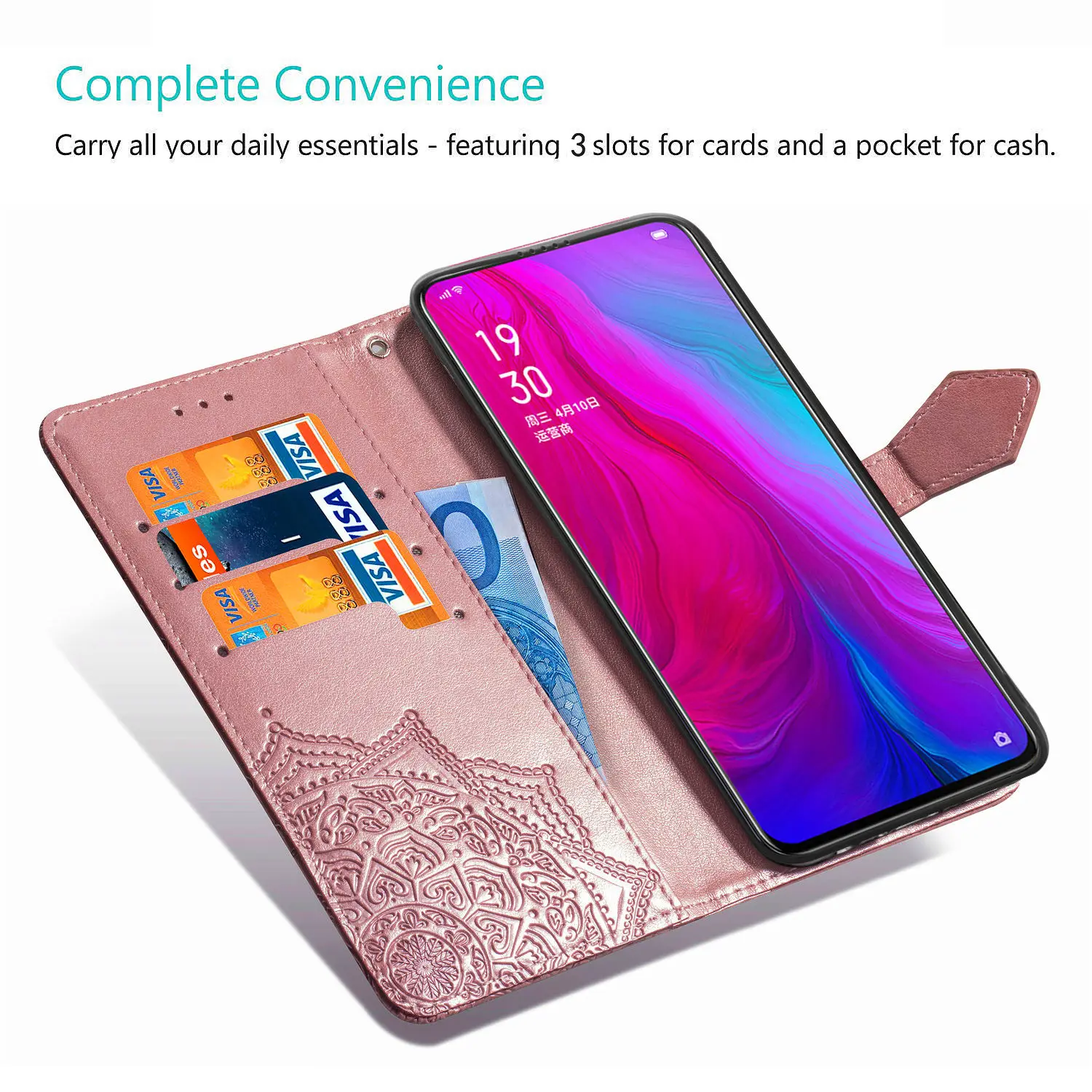 Чехол-бумажник из искусственной кожи с откидной крышкой для Oppo Reno 2 A Z Realme Q 5 Pro |