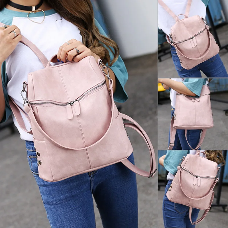 

PUIMENTIUA Large Capacity Shoulder Bags Vintage Women Backpack Nubuck Leather Pu School Backpacks For Teenage Girl mochila