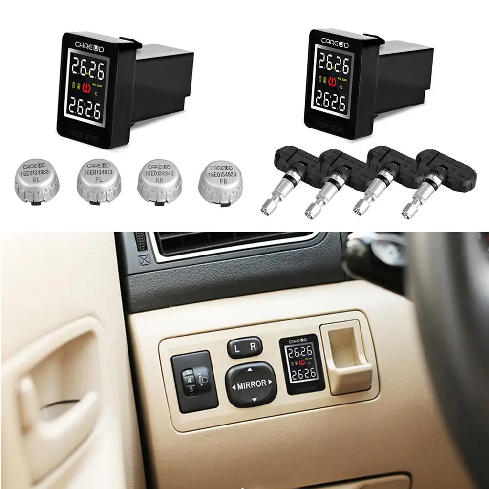 U912 TPMS беспроводная система контроля давления в автомобильных шинах 4 внешних датчика и ЖК-дисплей Встроенный монитор Автомобильные аксессуары