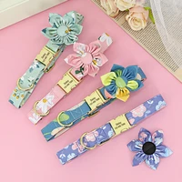 pretty nylon dog id collar personalized dogs collars free engraving pet id tag buckle with flower for small medium large dogs
