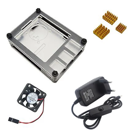 Новейший 9 слойный чехол для Raspberry Pi 4 Модель B с радиатором и зарядным