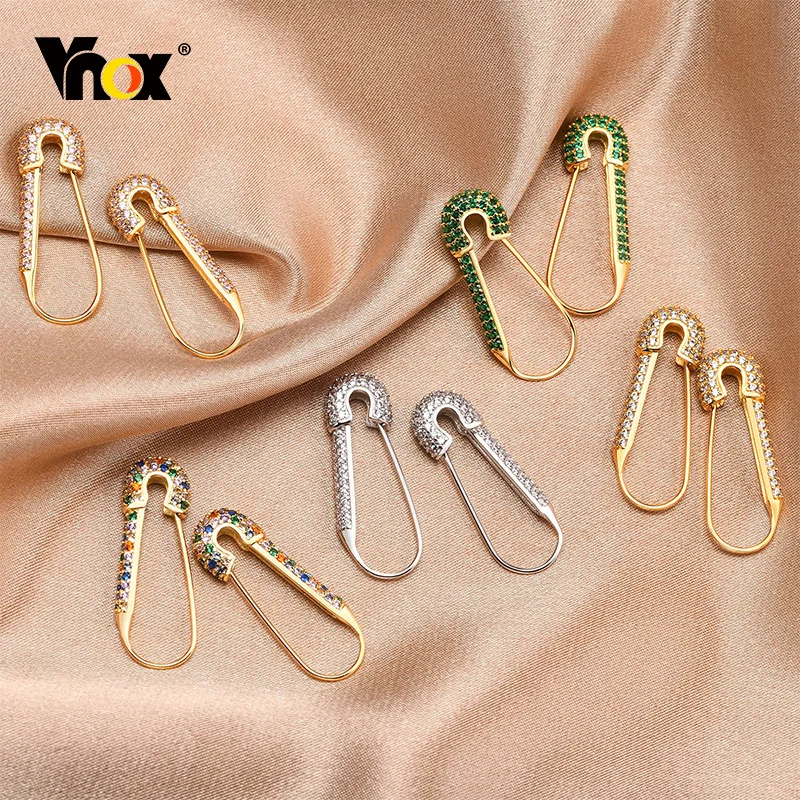 

Vnox 1 Piece Bling CZ Safety Pin Dangle Earrings for Women,Dainty Cubic Zirconia Crystal Drop Huggie,Fashion Ear Clip Jewelry