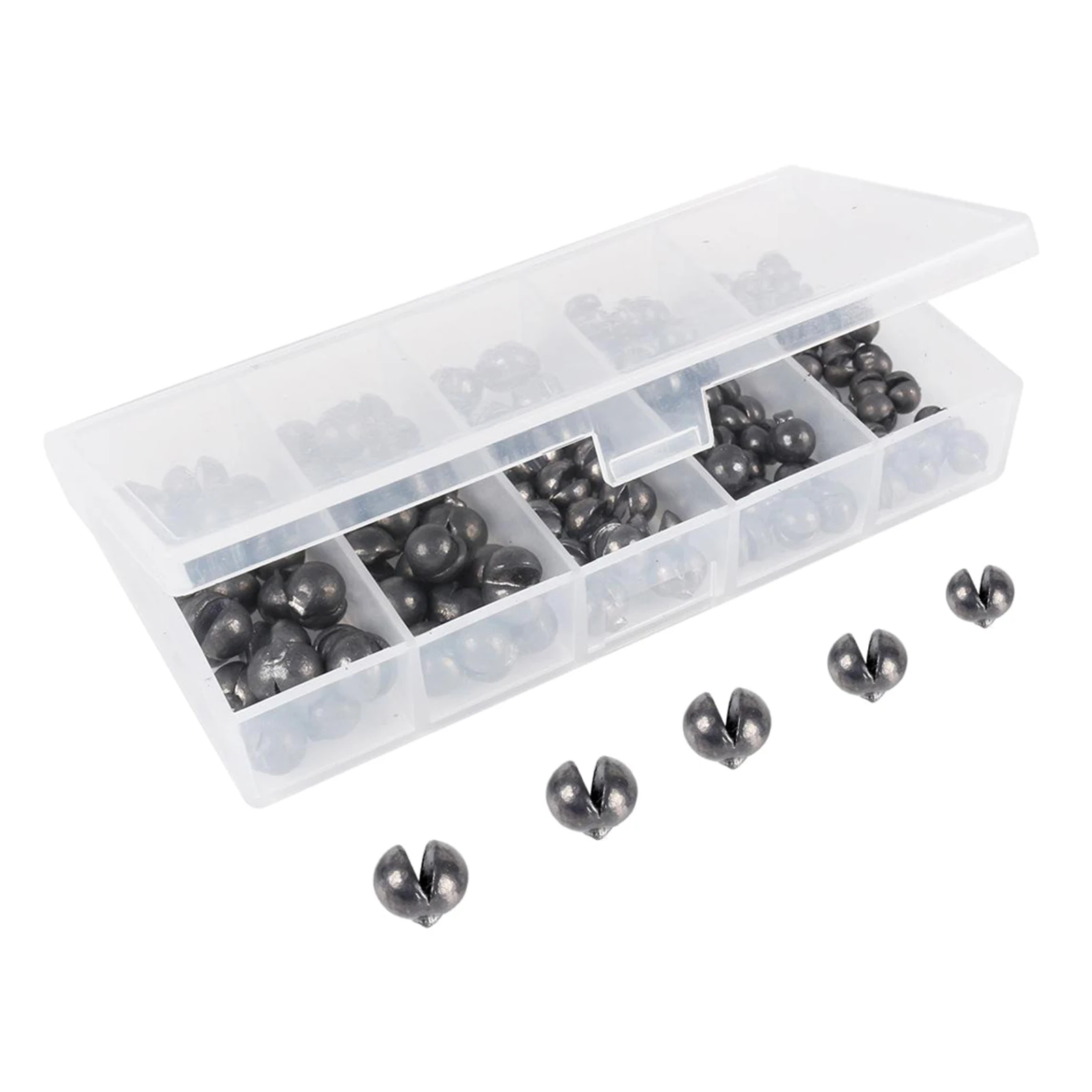 

100/120x FISHING SPLIT SHOT WEIGHT CARP FISHING WEIGHTS ROUND SINKER W/ CASE