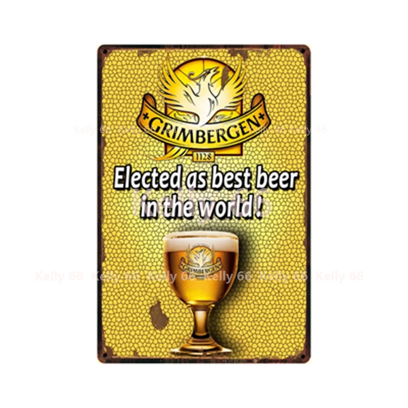 [Kelly66] Бельгия вина Grimbergen бред Chimay пива Оловянная металлическая табличка домашний
