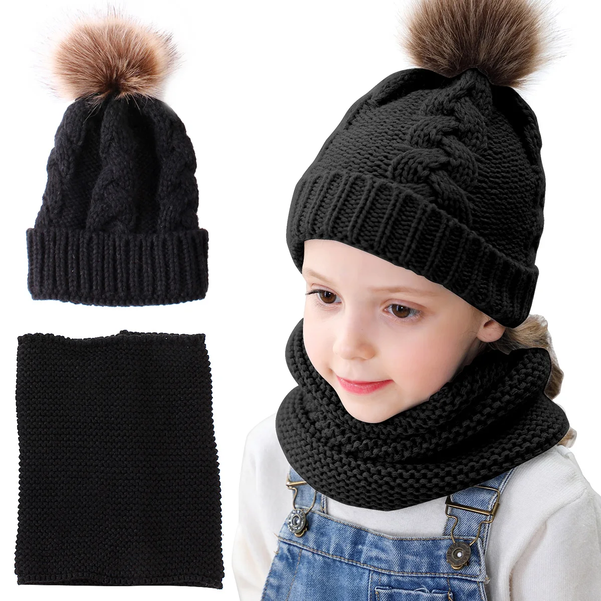 Детская шапка из акриловых волокон детская с помпоном для детей зимние шапки